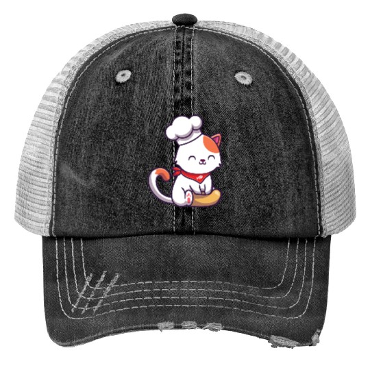 Chef Cute Cat Baking Print Trucker Hats
