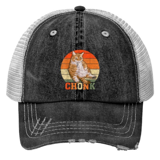 Funny Overweight Chubby Chonk Cat Meme Memes Print Trucker Hats