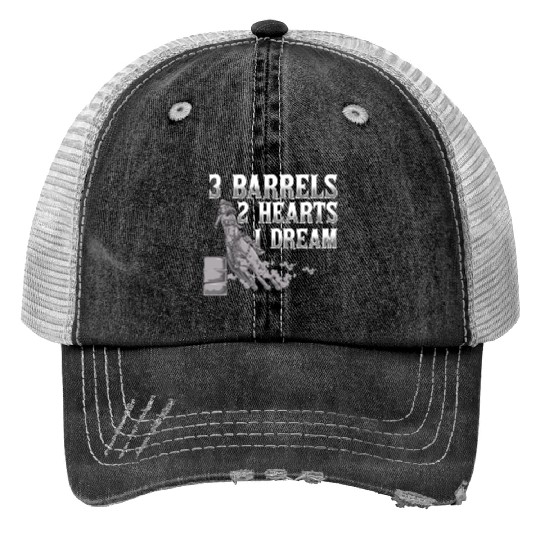 3 Barrels 2 Hearts 1 Dream Horse Barrel Racing Print Trucker Hats