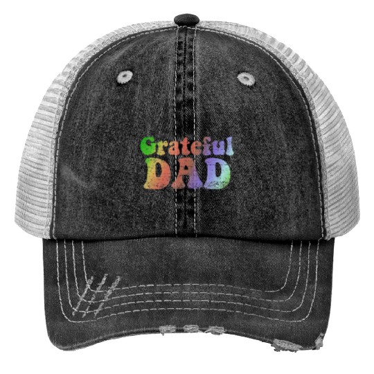 Mens Grateful Dad Print Trucker Hats Vintage Fathers Day