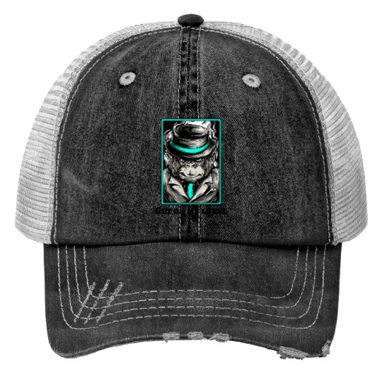 Cool chimpanzee gangster monkey Print Trucker Hats for
