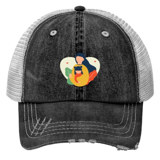 I Love You, Mama & Baby Print Trucker Hats, Mommy and Me Print Trucker Hats