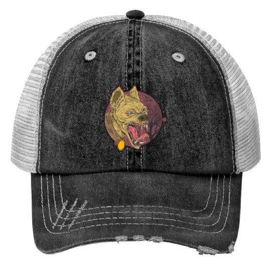 wild hyena angry face head Print Trucker Hats
