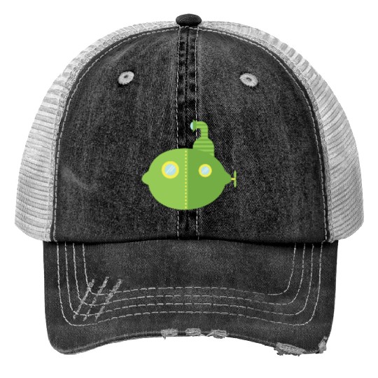 Submarine Lime Print Trucker Hats