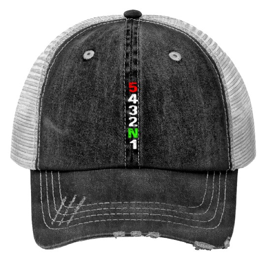 Motorcycle gear shift racing biker heartbeat Print Trucker Hats
