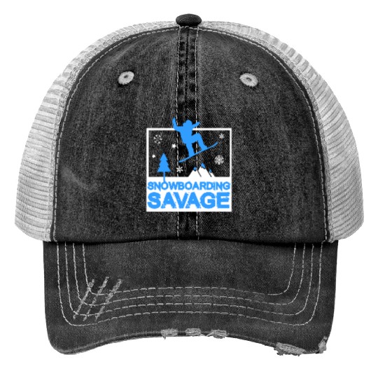 Snowboarding Savage Kids Cool Youth Freestyle Snow Print Trucker Hats