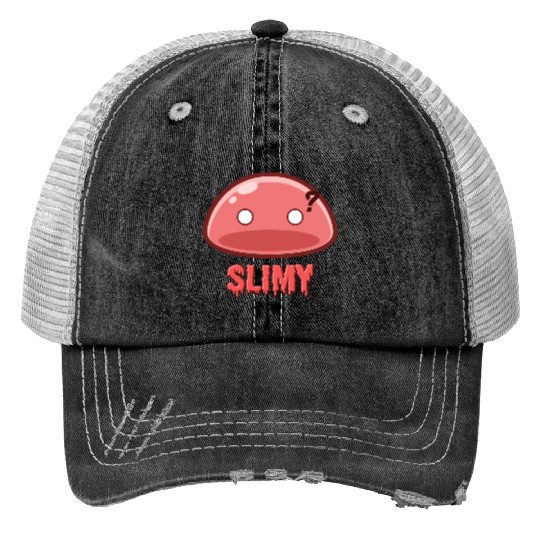 Cute Red Dungeon Slime Monster Weird Anime Print Trucker Hats