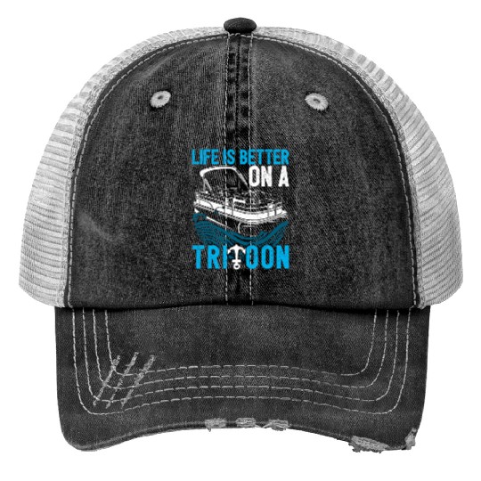 Pontoon First Mate Tri-toon Boat Lovers Idea Gifts Print Trucker Hats