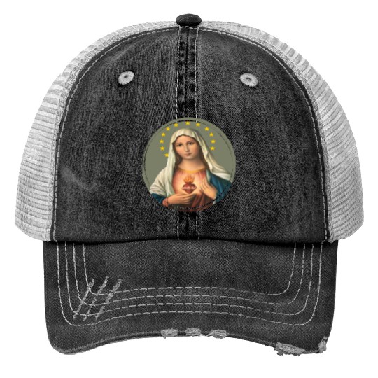 Virgin mary madonna maria ave maria catholic bibel Print Trucker Hats