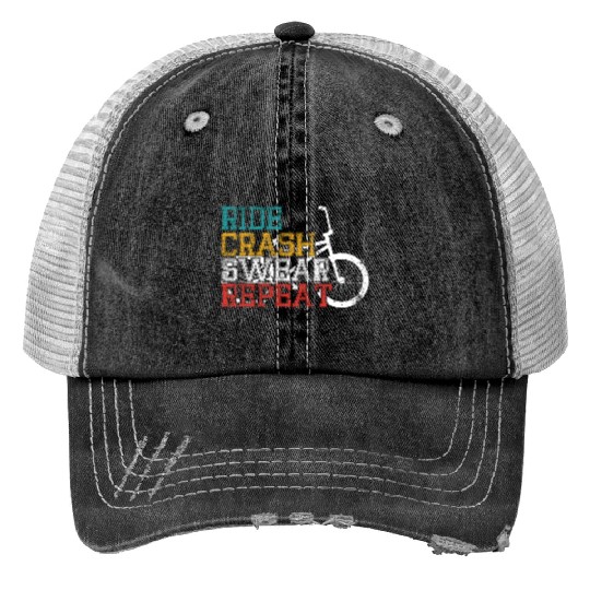 Ride crash swear repeat Print Trucker Hats