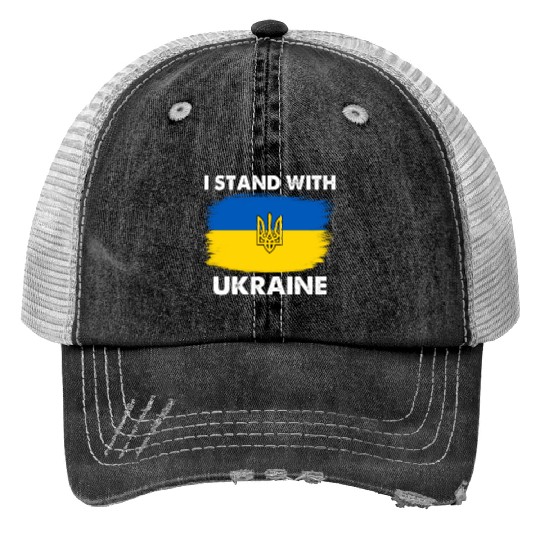 I Stand with Ukraine Ukraine Flag Print Trucker Hats