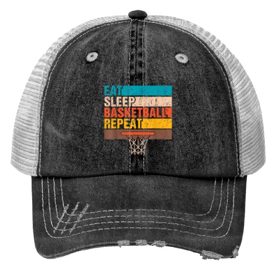 Eat Sleep Basketball Repeat Basketball Youths Gift Print Trucker Hats