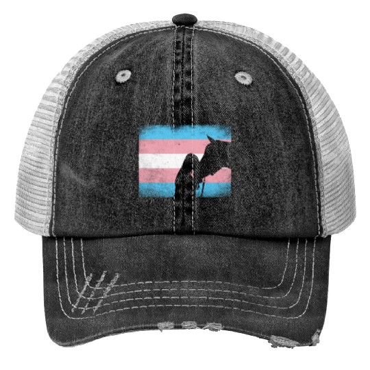 Transgender Pride Horse Rainbow LGBTQ Trans Flag Print Trucker Hats
