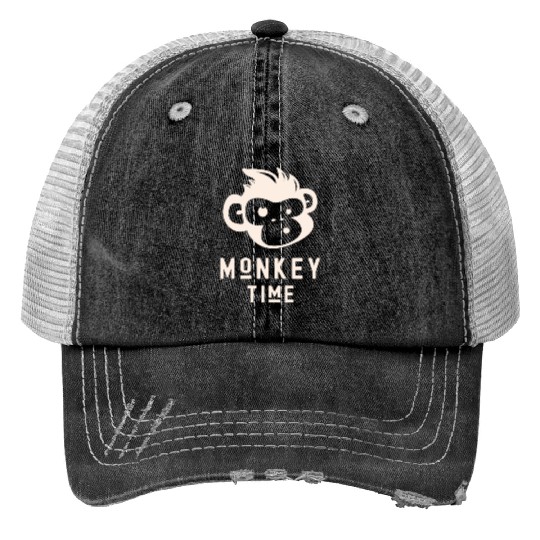 It's Monkey Time Cute Funny Monkey Face Print Trucker Hats