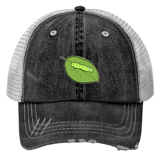caterpillar leaf biology symbol nature Print Trucker Hats