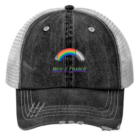 Heartstopper Rainbow LBGTQIA+ Nick and Charlie Print Trucker Hats