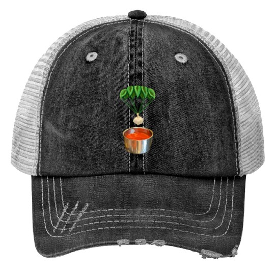 Italian Garlic Basil Tomato Sauce Print Trucker Hats