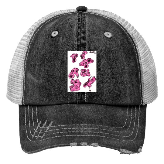 pink zombies Print Trucker Hats
