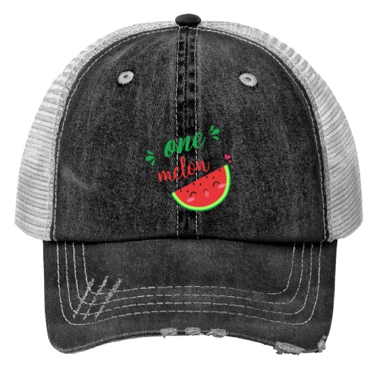 you are one in a melon- cute watermelon Print Trucker Hats