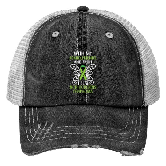 I Beat Non-Hodgkin Lymphoma Cancer Survivor Print Trucker Hats