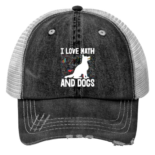 I Love Math & Dogs Print Trucker Hats