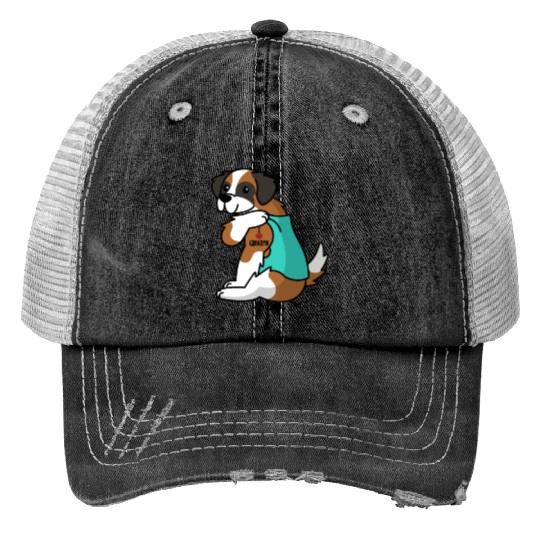 Saint Bernard I Love Grandma Print Trucker Hats