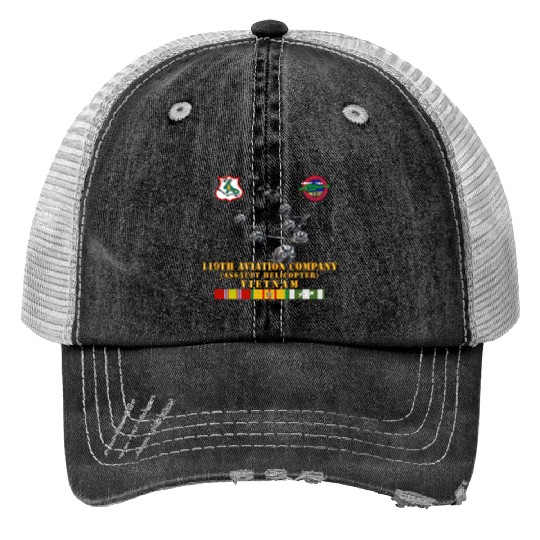 Army 119th Aviation Company Assault Helicopter w S Print Trucker Hats