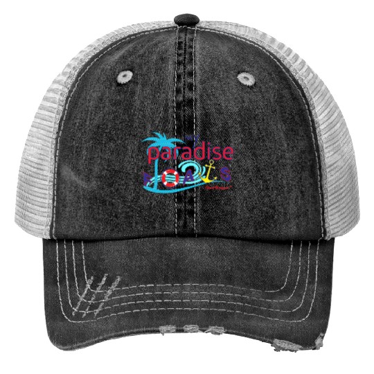 MY PARADISE FLOATS Print Trucker Hats