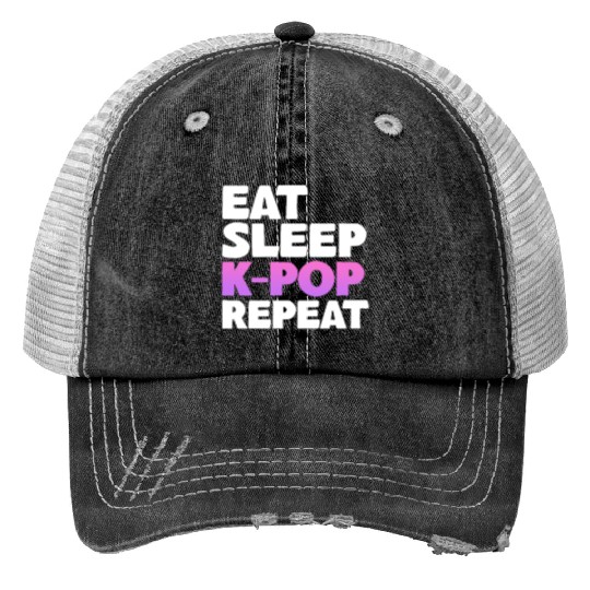 Eat Sleep K-Pop Repeat Print Trucker Hats