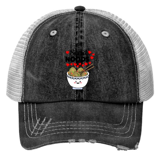 Kawaii Send Noods Love Ramen Noodles Print Trucker Hats