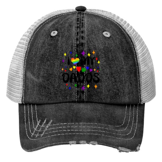I Love My Dadds Matching Gay Pride LGBTQ Print Trucker Hats