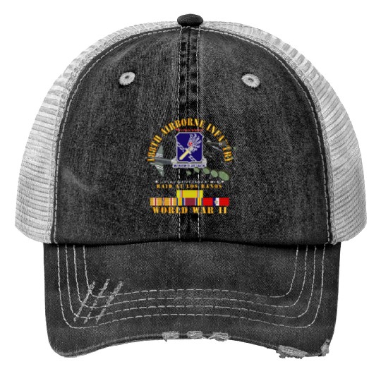 Army 188th Airborne Infantry Raid at Los Baños W J Print Trucker Hats