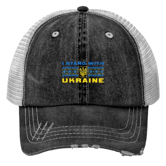 I STAND WITH UKRAINE BLUE-YELLOW Print Trucker Hats