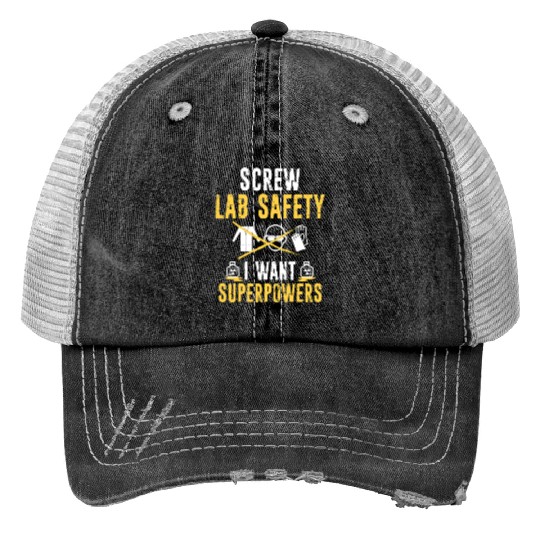 Biology Screw Lab Safety Biologist Chemist Science Print Trucker Hats