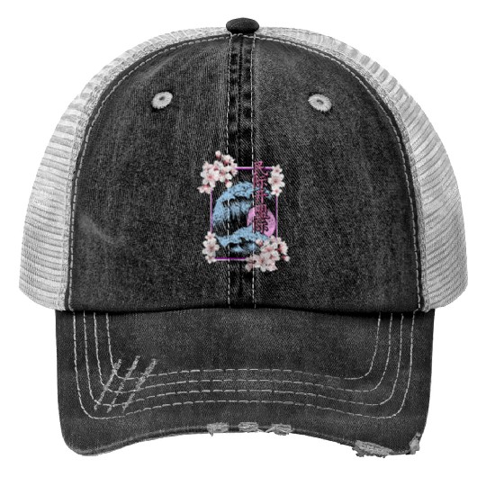 Japan Blossom Pink Print Trucker Hats