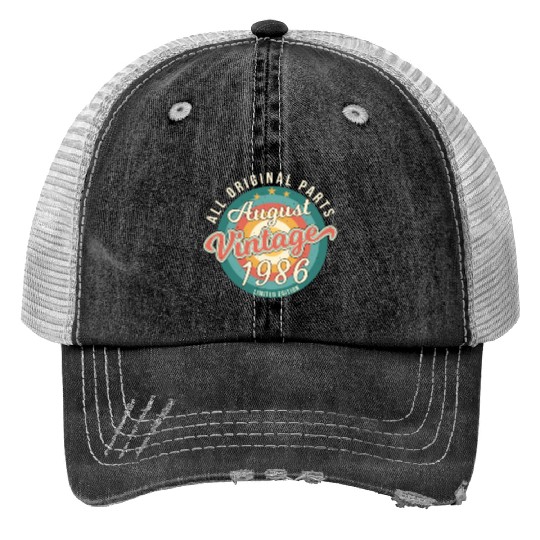 Born In August 1986 Print Trucker Hats