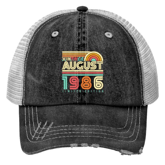 August 1986 Retro Print Trucker Hats
