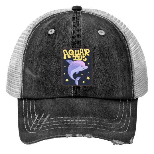 Aquarius Sign Animal Print Trucker Hats