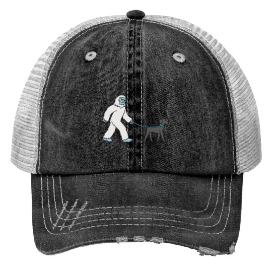 Bigfoot Sasquatch Walking Great Dane Print Trucker Hats