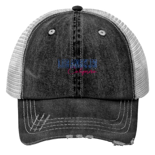 Womens Los Angeles California Letter Print Half Print Trucker Hats