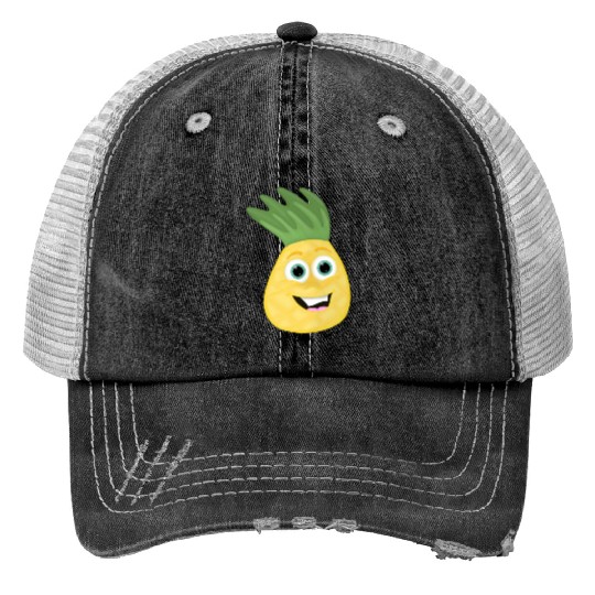 Pineapple Cartoon kawaii Anime funny face Print Trucker Hats