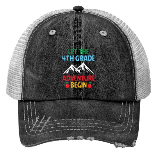 4th Grade Teacher Print Trucker Hats