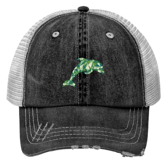 the dolphin green Print Trucker Hats