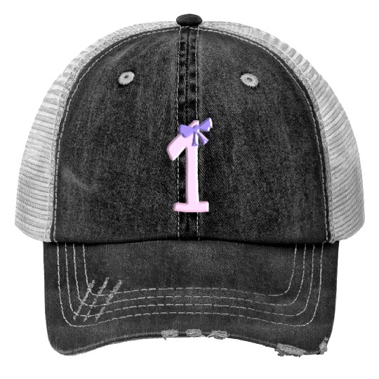 one loop number pink number first Print Trucker Hats