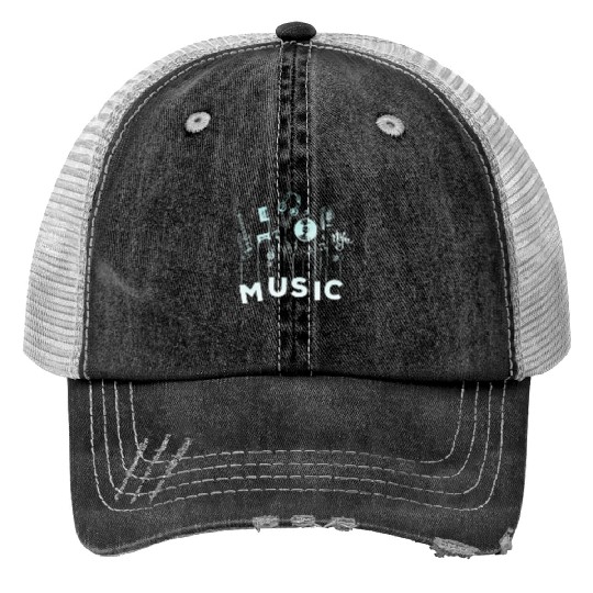 Musical Notes Vinyl Guitar Music Lover Print Trucker Hats