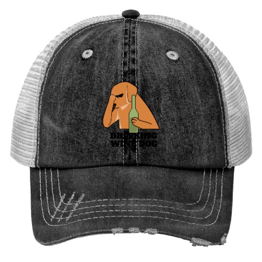 Funny Dogue De Bordeaux Drinking Wine Dog Print Trucker Hats