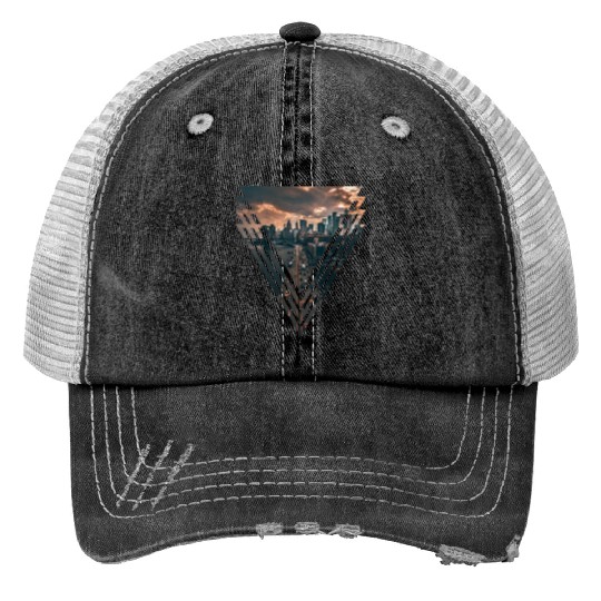 Manhattan in Triangle Print Trucker Hats