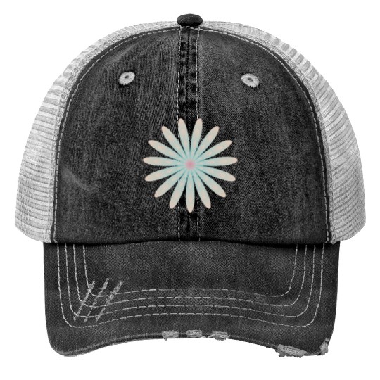 Blue and Coral Flower Print Trucker Hats