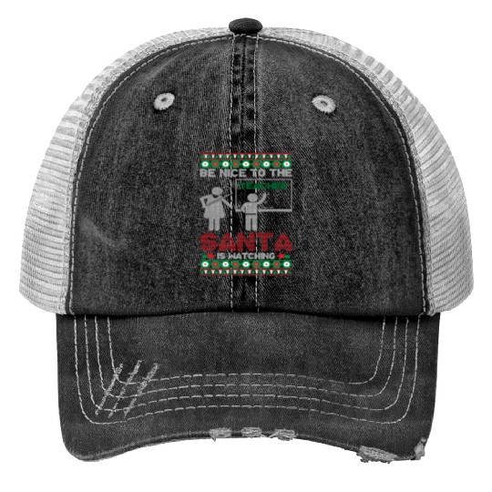 Funny Teacher Ugly Christmas Print Trucker Hats
