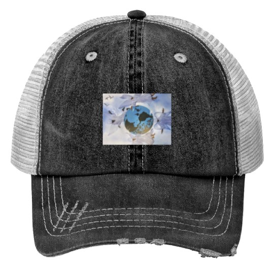 Blue Mountain Print Trucker Hats